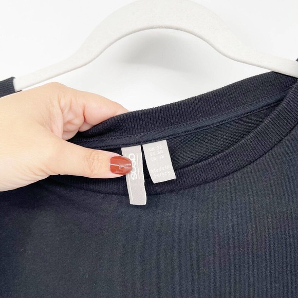 Asos Influence Sweater Size 18 Black Organza‎ Long Puff Sleeve Pullover Cotton - Picture 7 of 11